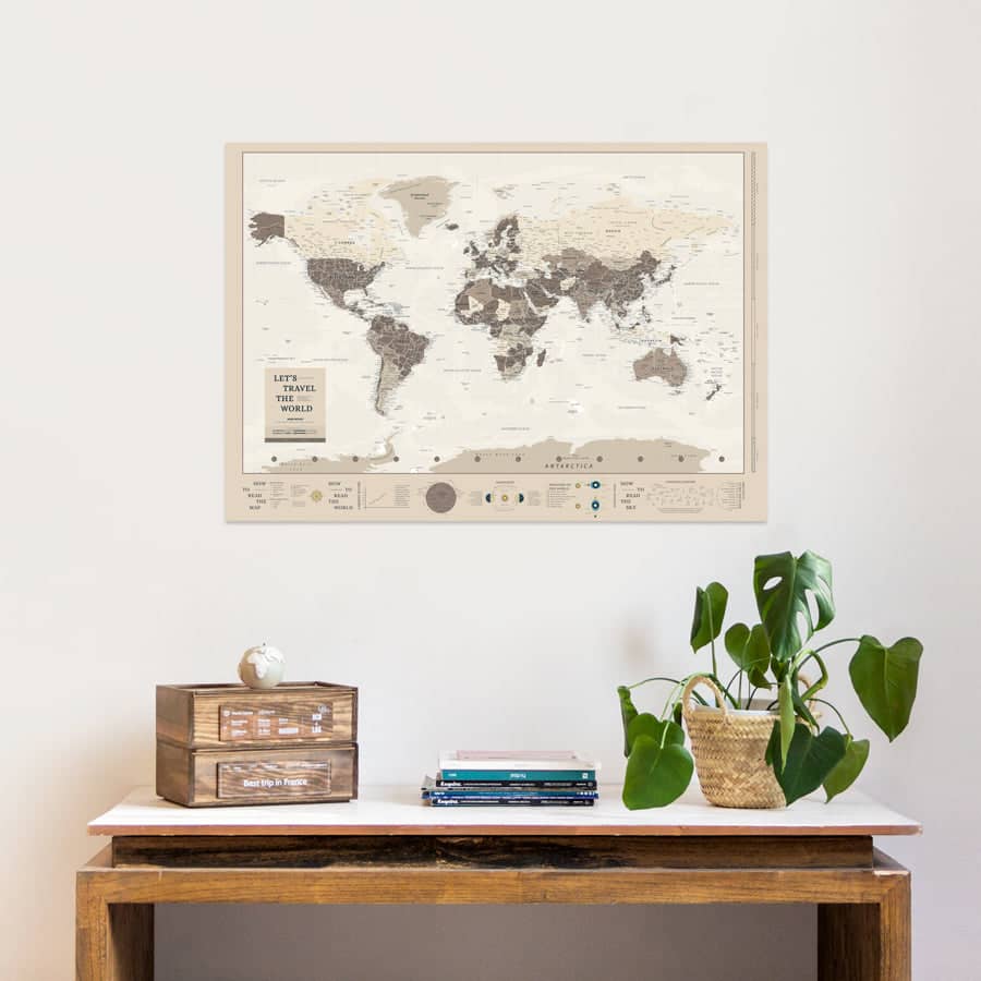 Mapa del mundo digital descargable para imprimir formato poster 100 x 70 cm - Misswood