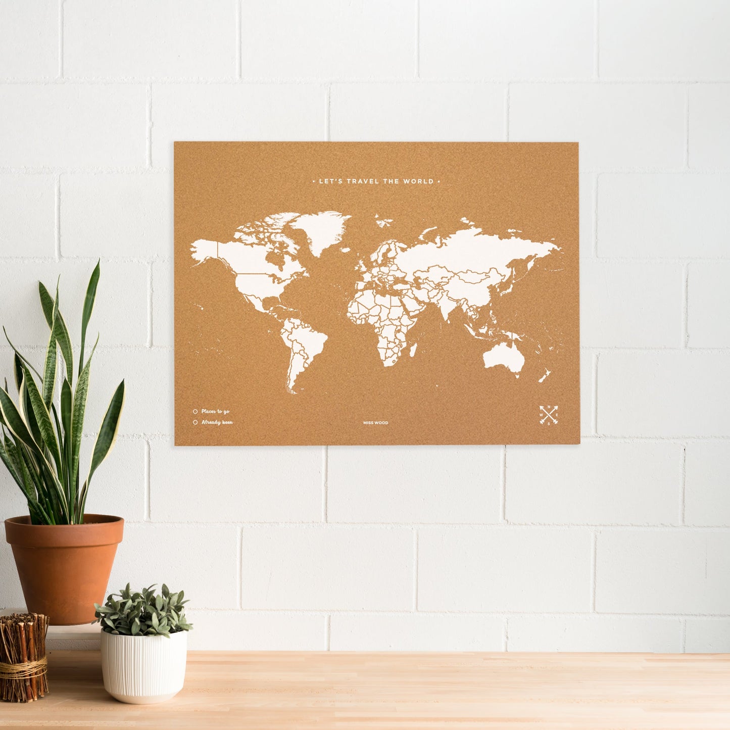 Mapamundi corcho - Woody Map Natural World - Misswood