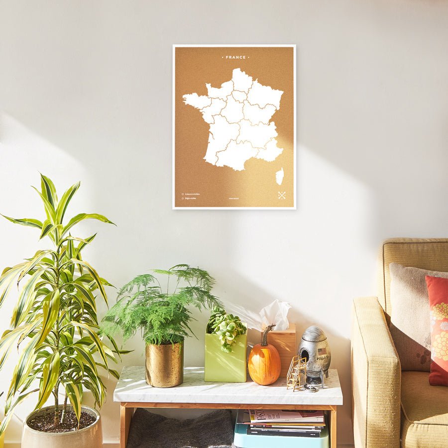 Mapa de corcho - Woody Map Natural Francia - Misswood