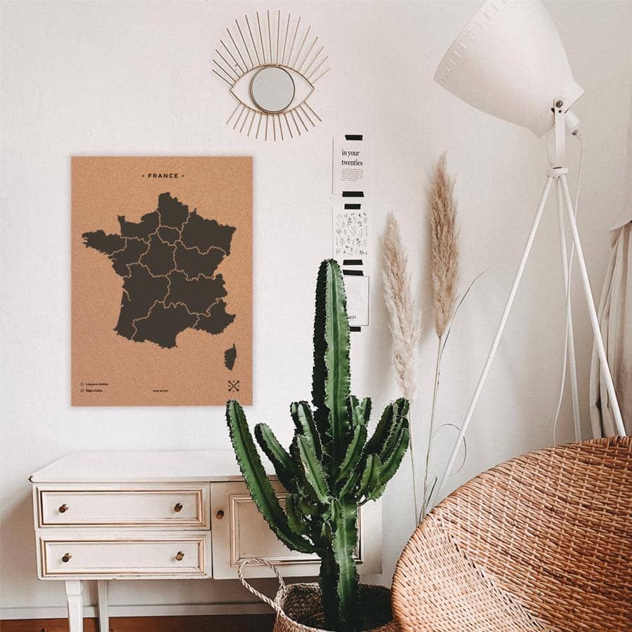 Mapa de corcho - Woody Map Natural Francia - Misswood