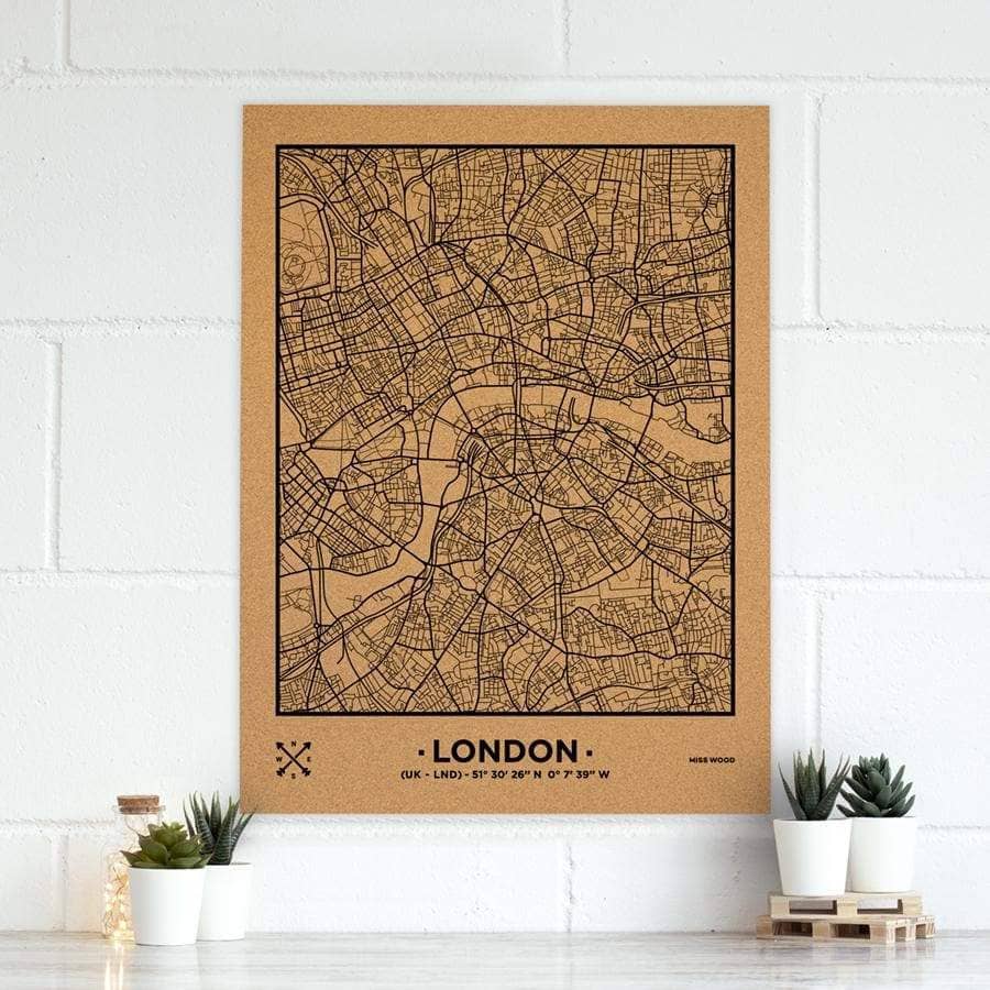 Mapa de corcho - Woody Map Natural Londres - Misswood