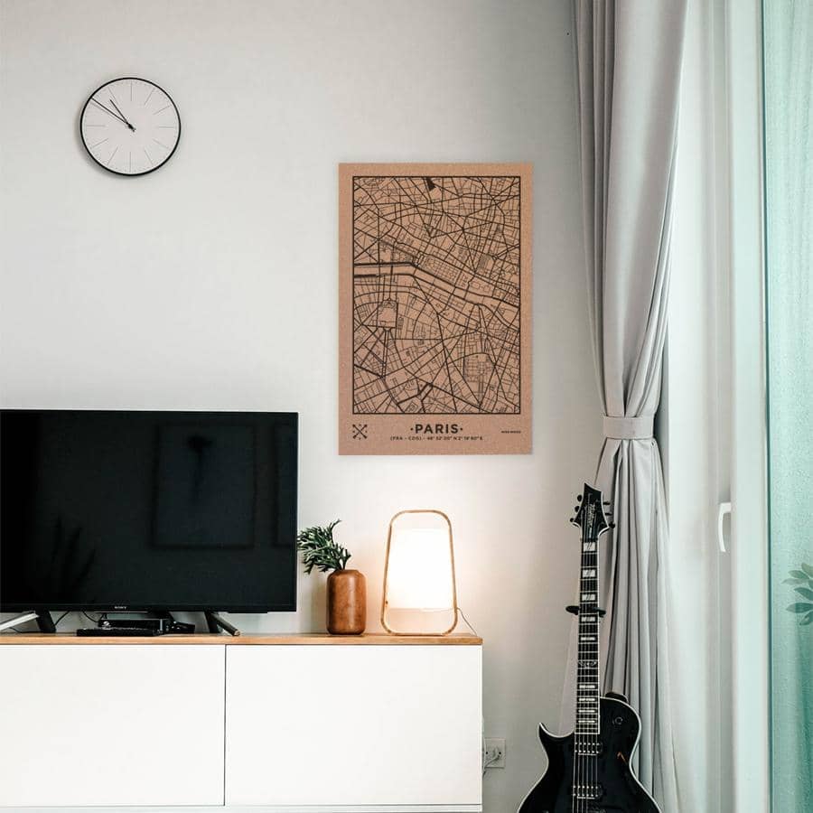 Mapa de corcho - Woody Map Natural Paris - Misswood